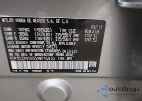 2017 Honda Hr-V Lx from USA, damaged, VIN 3CZRU5H35HM715835